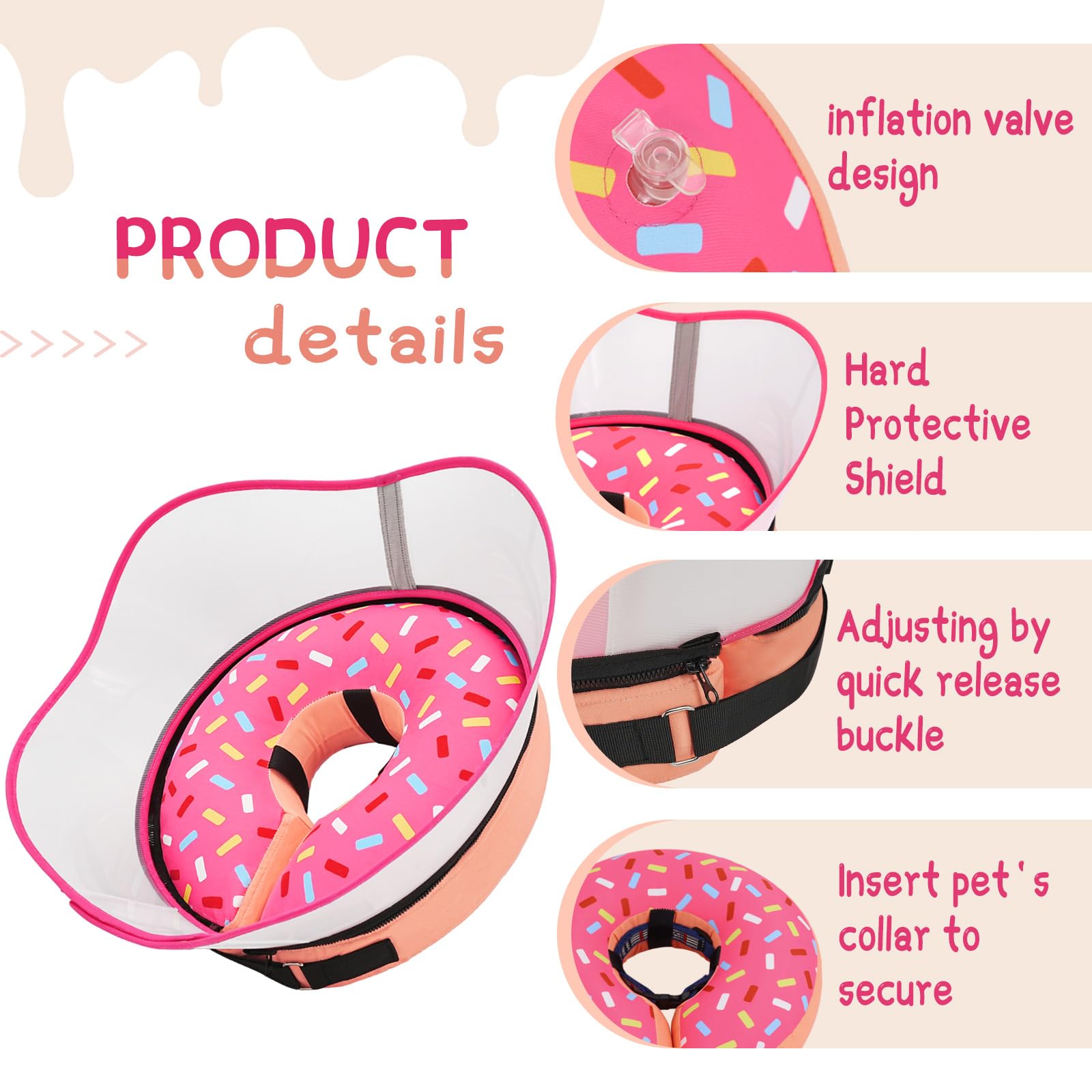 Supet raised donut collar fits many breeds for comfortable wear during recovery