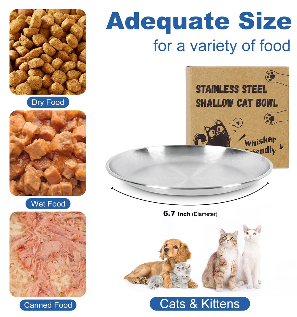 Supet wide shallow bowls ideal for wet or dry cat food portions.