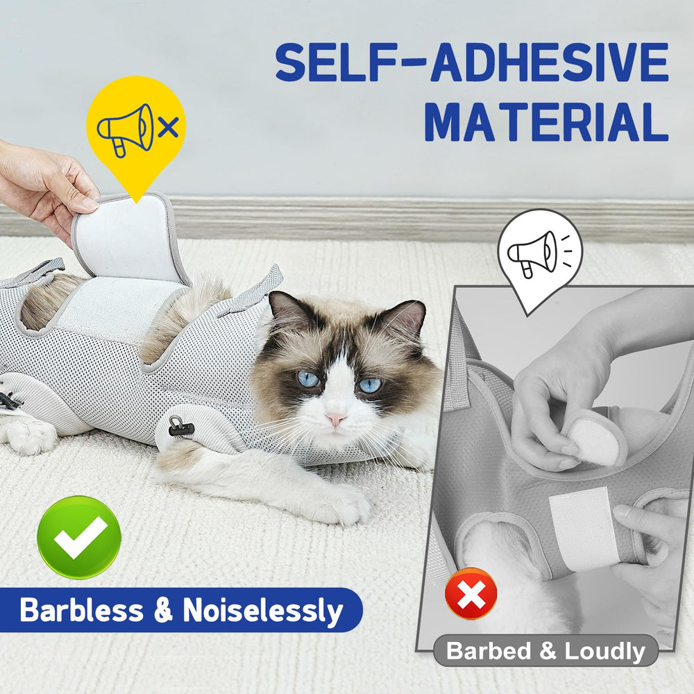 Four-hole leg design guides positioning during grooming with minimal stress.
