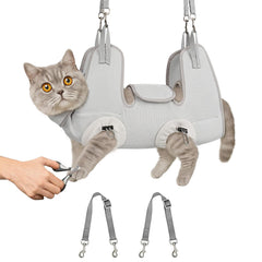 Supet cat grooming hammock harness for nail trimming promotes calm, at-home grooming sessions.