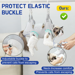 Supet wide straps prevent noise and help calm cats during nail care.
