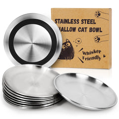 Supet cat plates set with non-slip bases preventing spills during meals