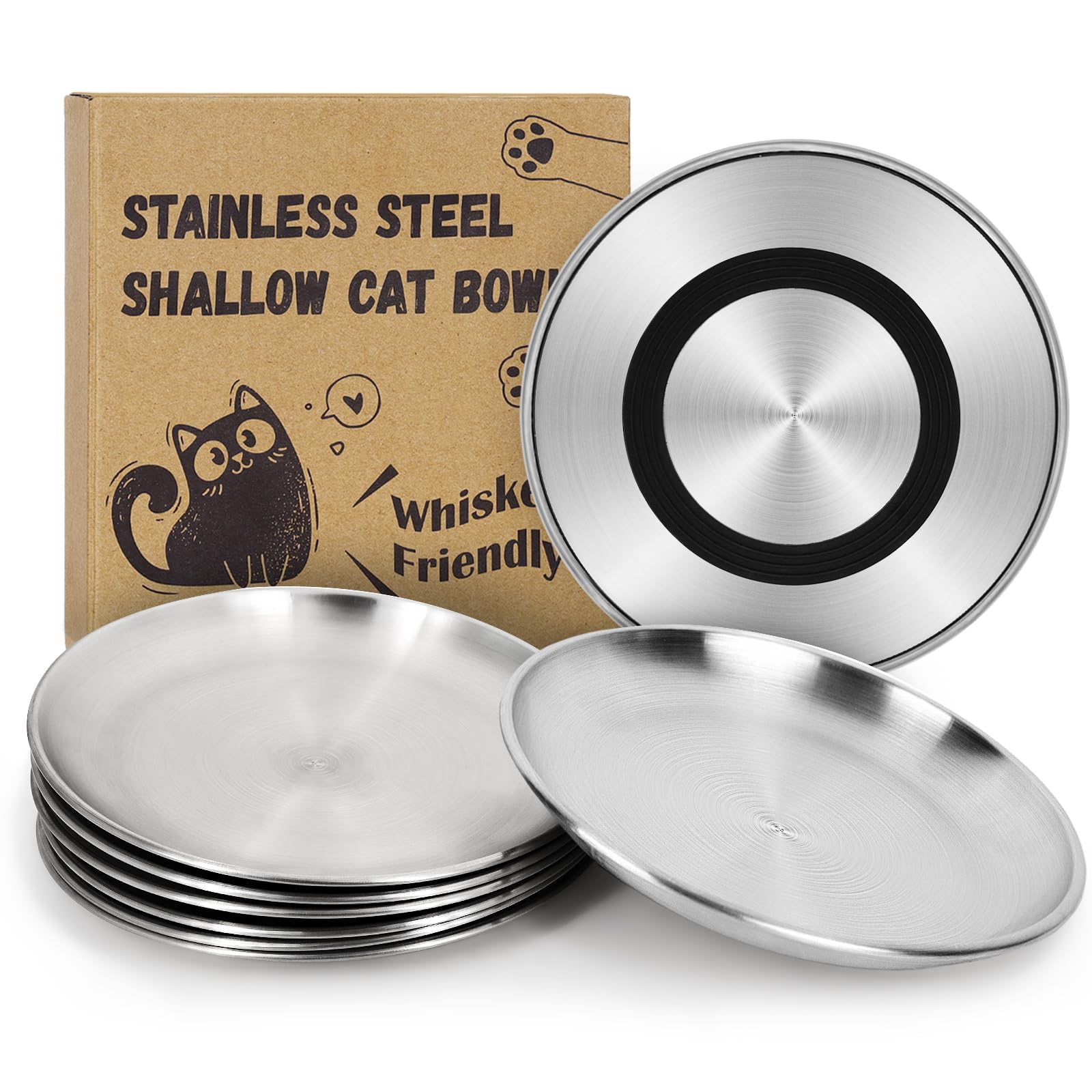 Supet cat plates with silicone non-slip base keeping bowls steady during meals