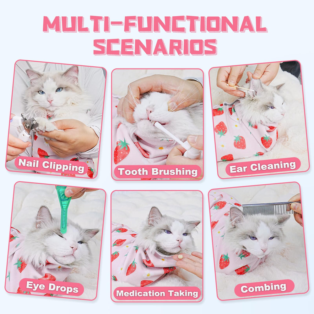 Supet cat wrap calming-swaddle helps with quick cat composure.