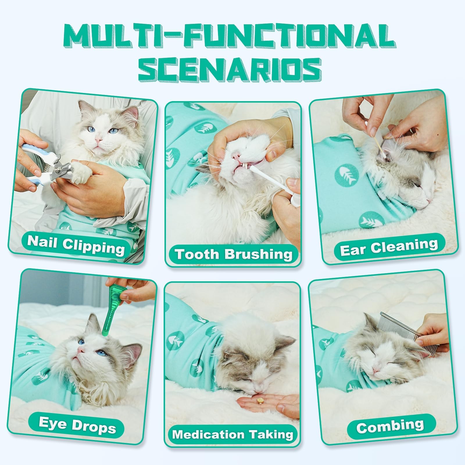 Supet Cat Wrap enables easy ear cleaning with a calm, contained cat.