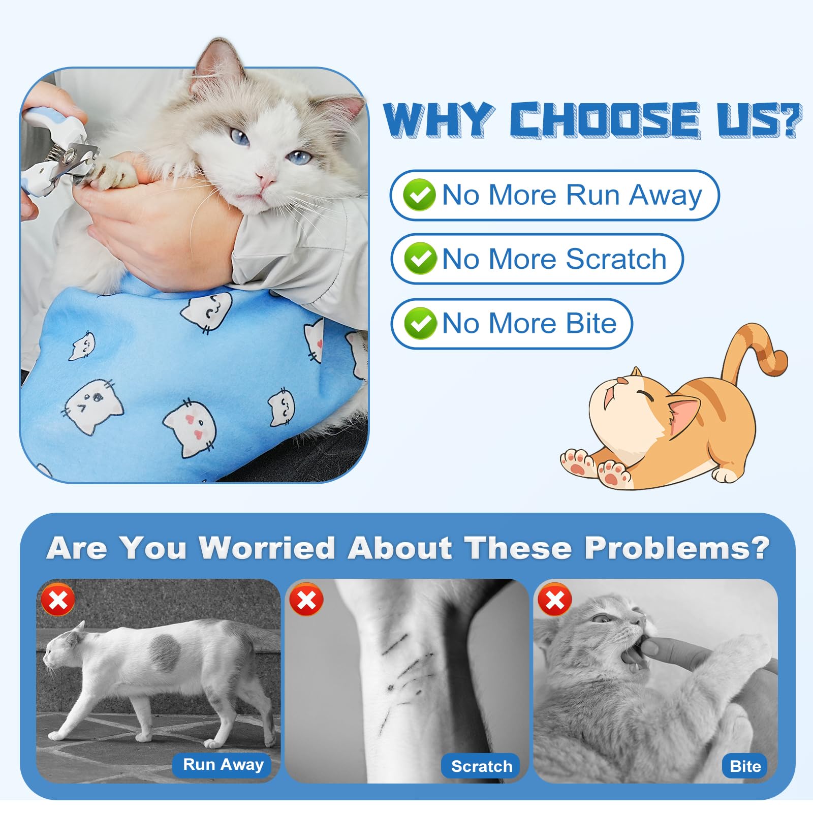 Supet Cat Wrap shown for self-adherent, silent grooming and stress reduction.