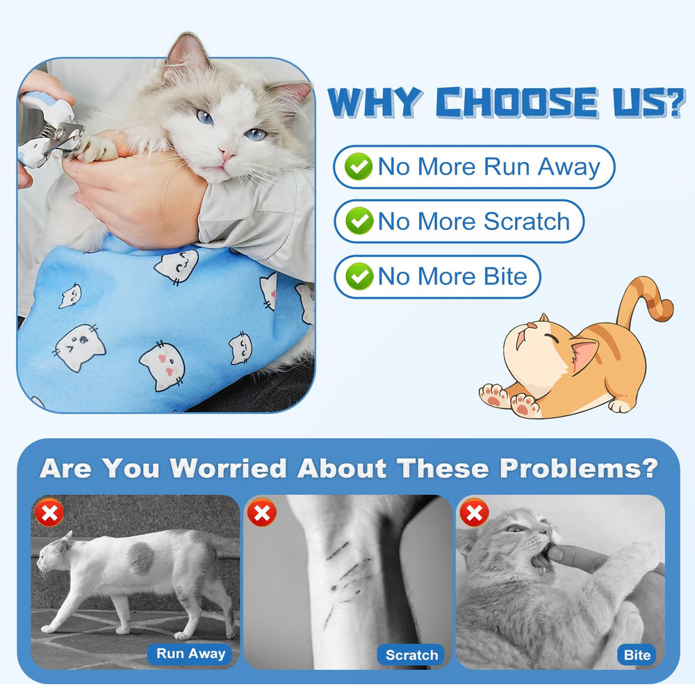 Supet Cat Wrap shown for self-adherent, silent grooming and stress reduction.