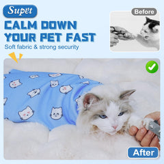 Supet Cat Wrap hugs cat softly during treatments.