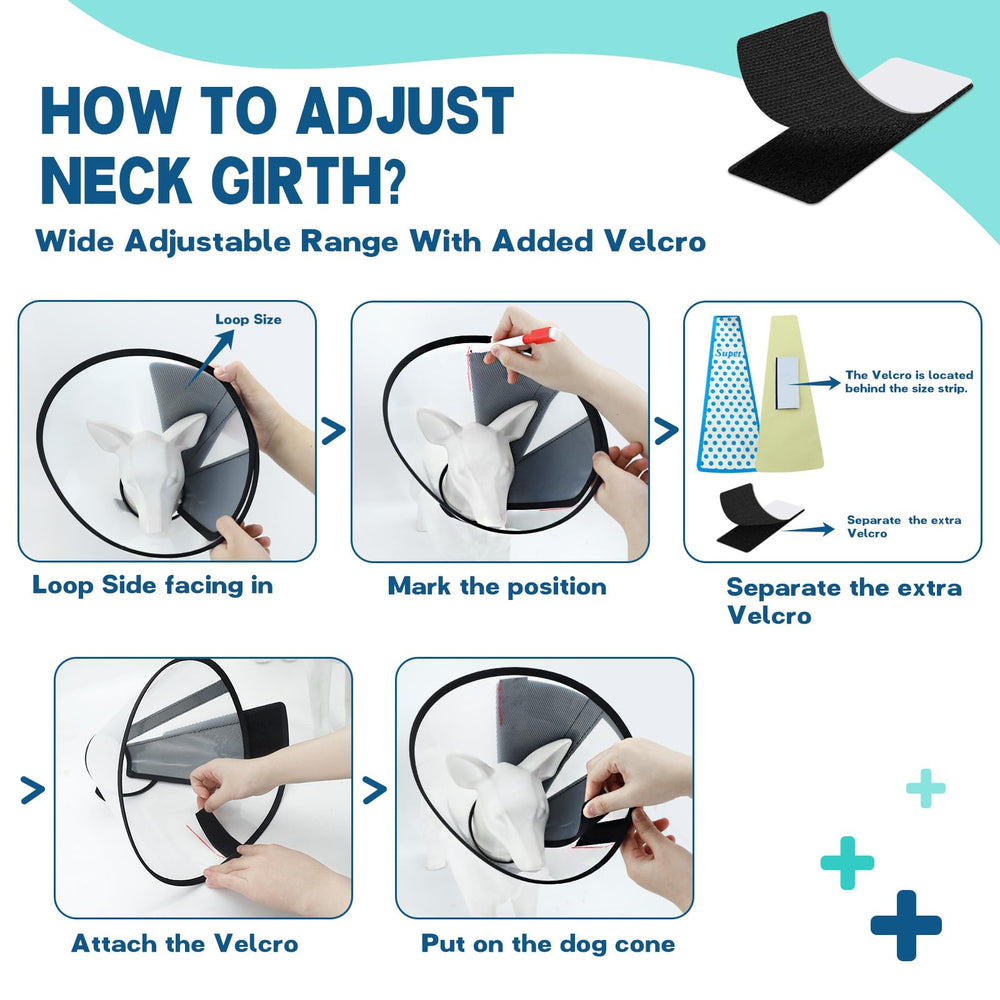 Supet dog cone collar shows soft edge for comfortable wear