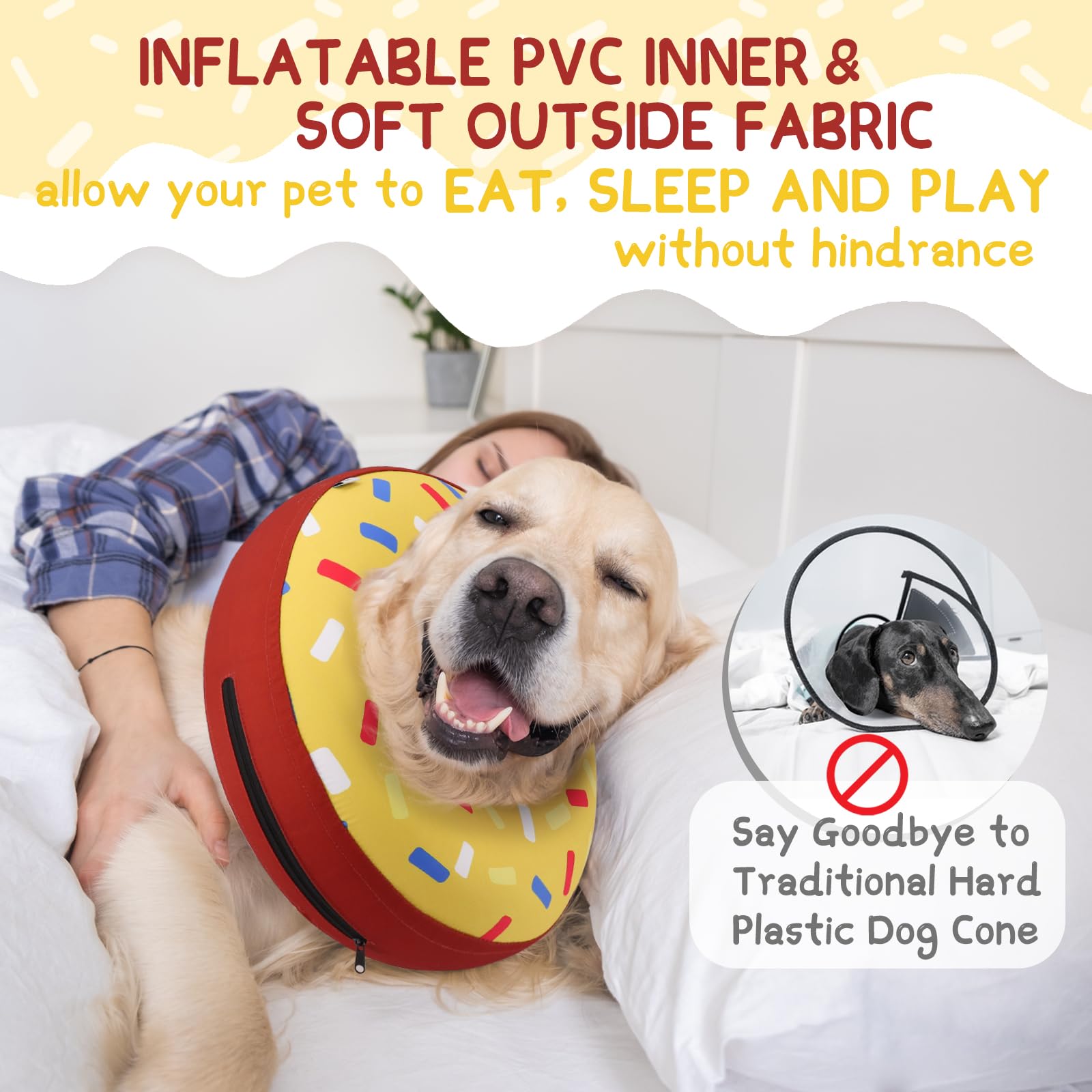 Supet dog cone inner air support keeps neck comfortable