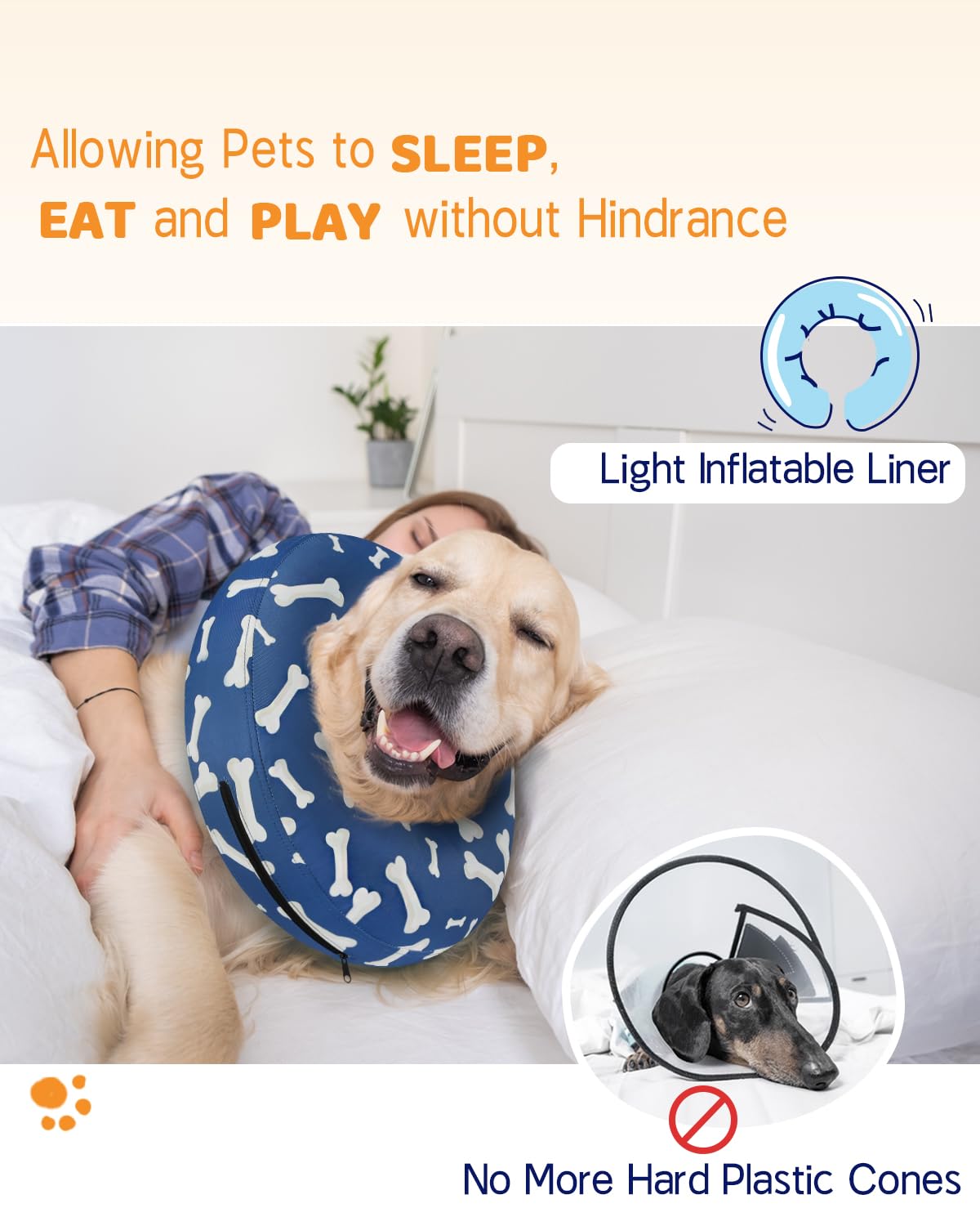 Supet lightweight inflatable cone design keeps dogs comfortable and mobile.