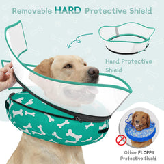 Supet inflatable neck cone with removable washable cover.