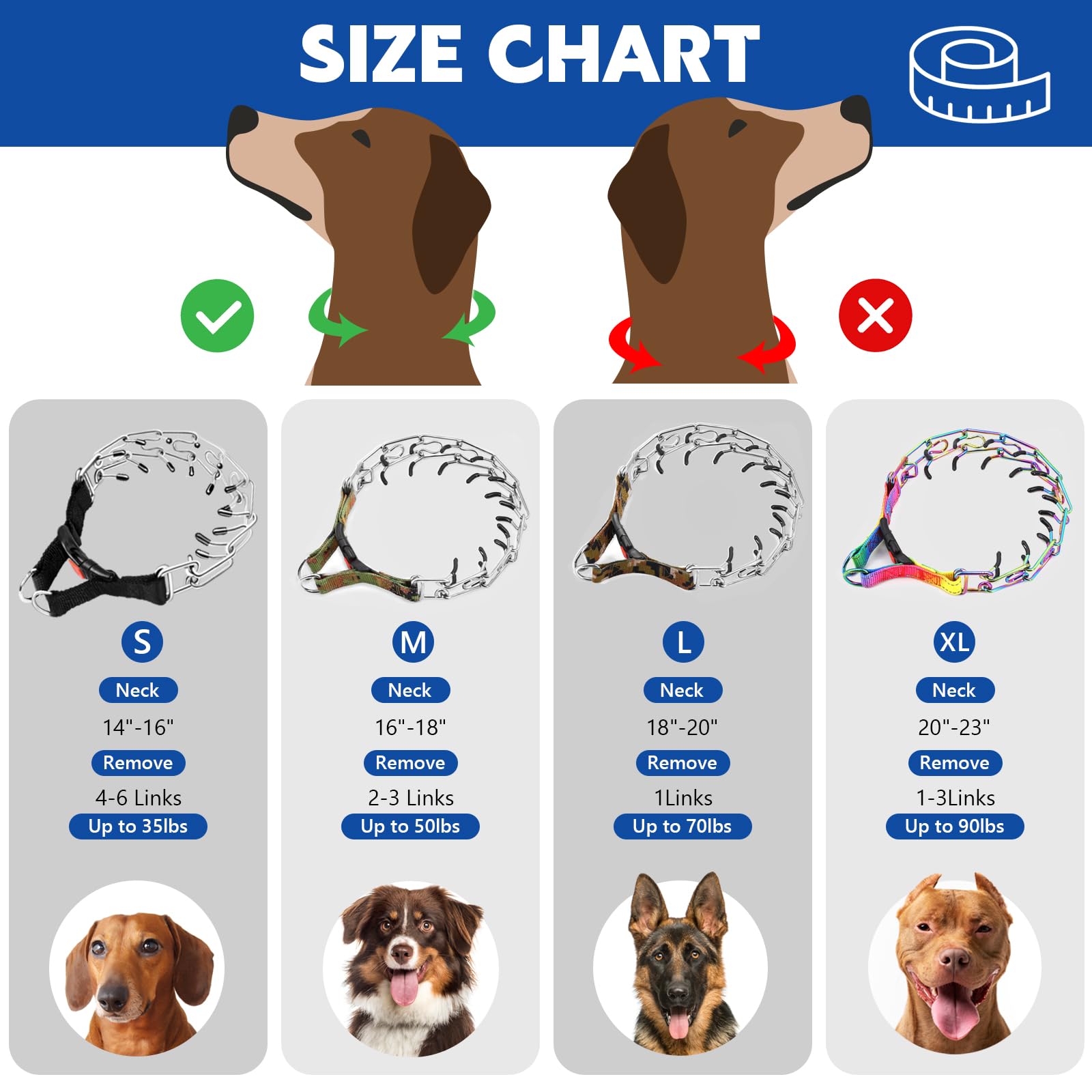 Supet Dog Prong Collar large size for stronger dogs.