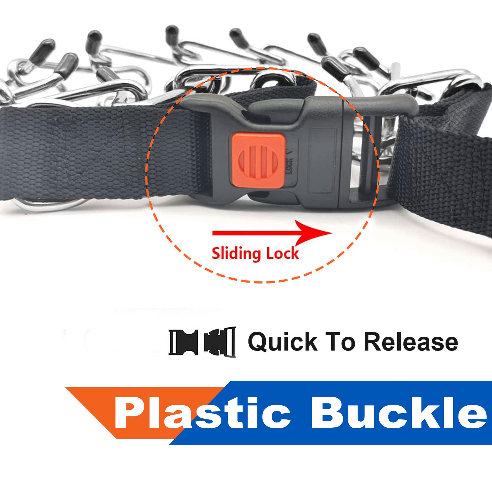 Supet dog prong collar size options ensure a snug fit.