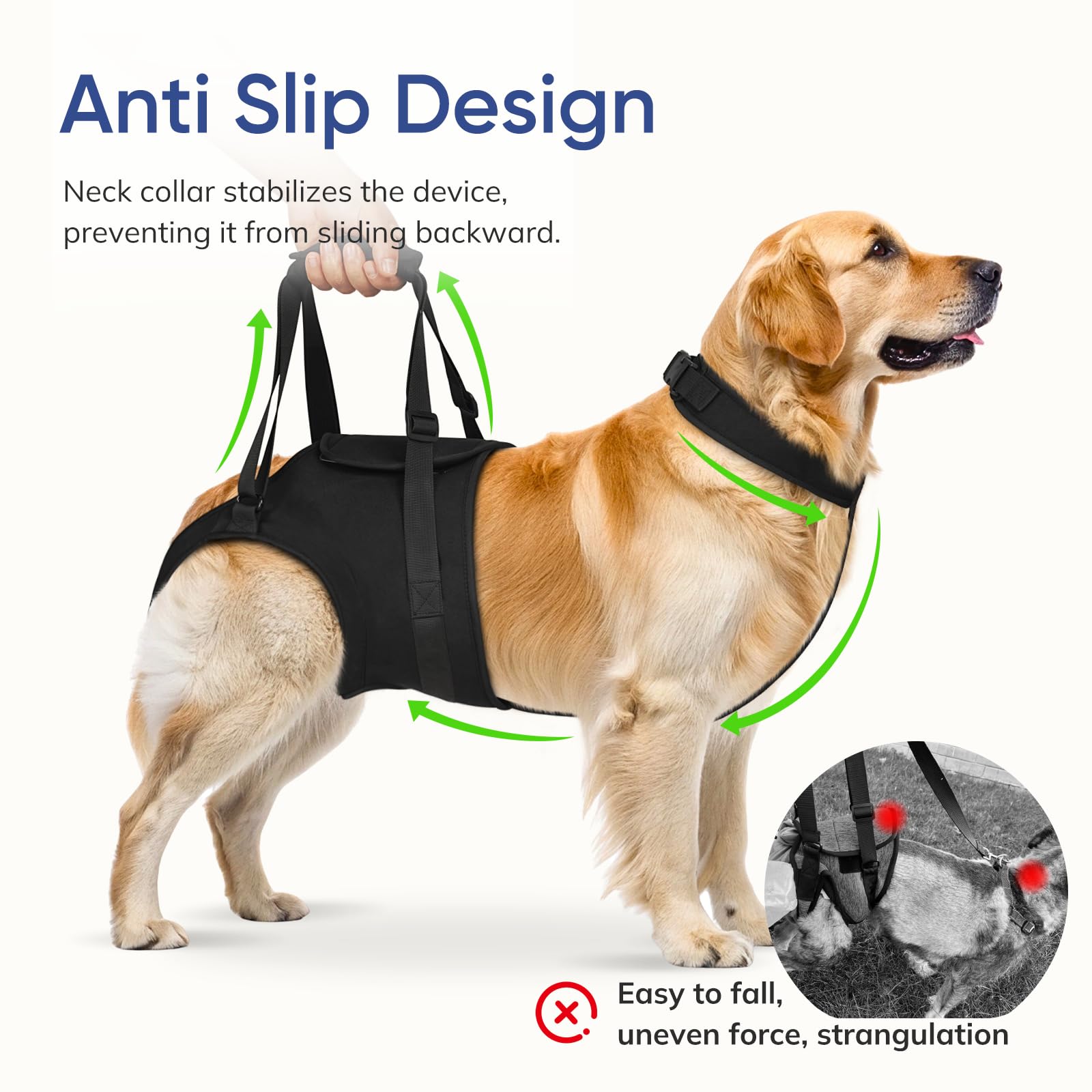 Supet dog sling adjustable straps fit dogs of different sizes.