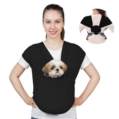 Supet dog sling with dual-strap comfort for ergonomic carrying of a small pet.