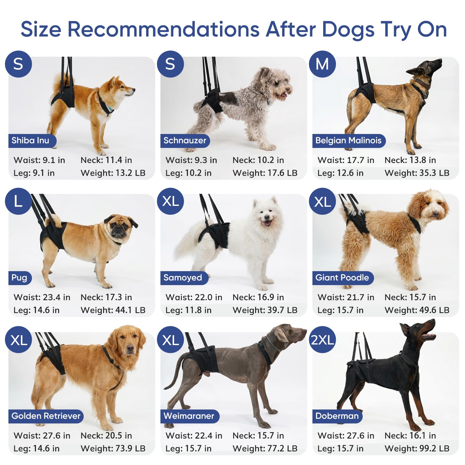Supet dog sling size guide helps you select the right fit.