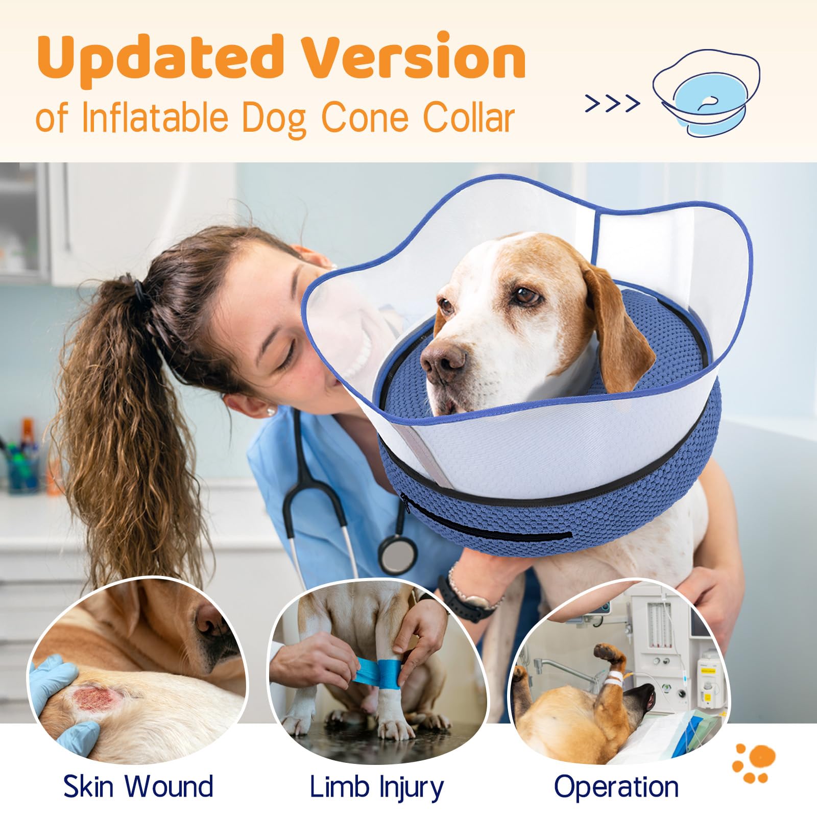 Supet donut collar after surgery offers soft, comfortable recovery.