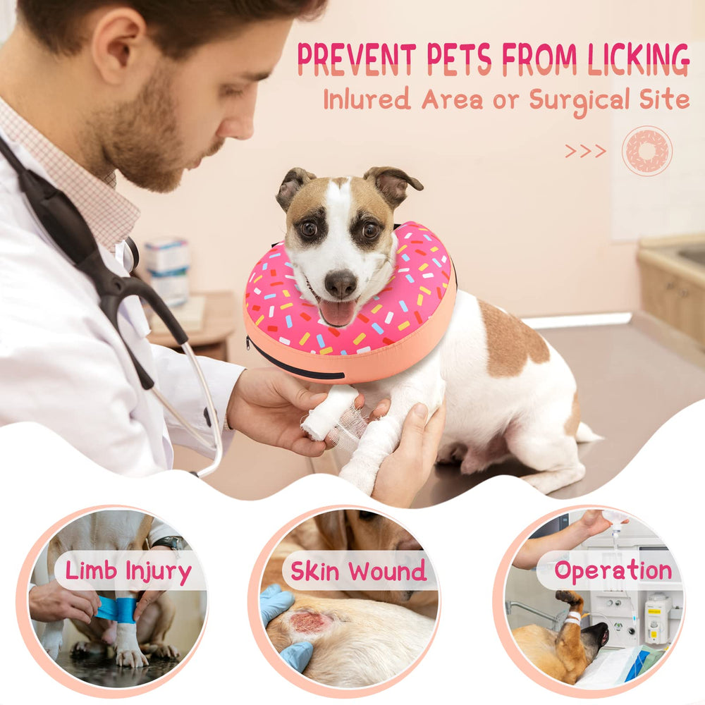Supet donut collar in action, lightweight design that preserves the dog's field of vision.