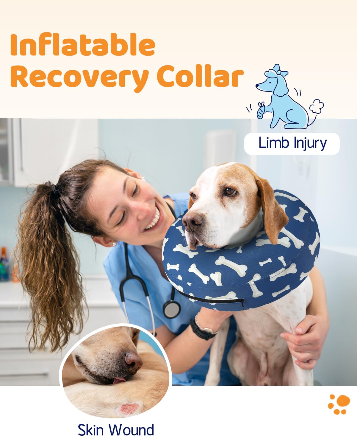 Supet donut collar with non-stick fabric stays clean and comfortable