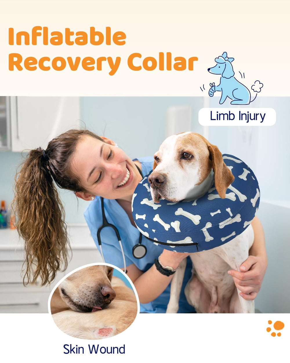 Supet donut collar with non-stick fabric stays clean and comfortable