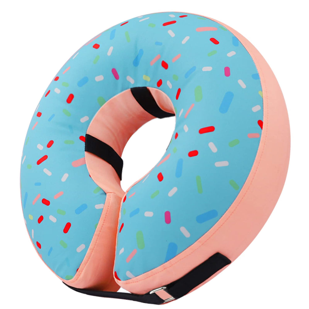 Supet donut collar worn on a dog for comfortable, relaxed rest.
