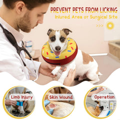 Supet donut collar highlights soft non-stick fabric for easy grooming.