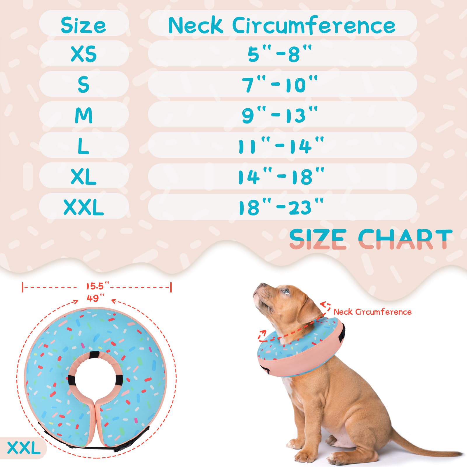 Supet donut-collar enables clear vision during play and exploration.