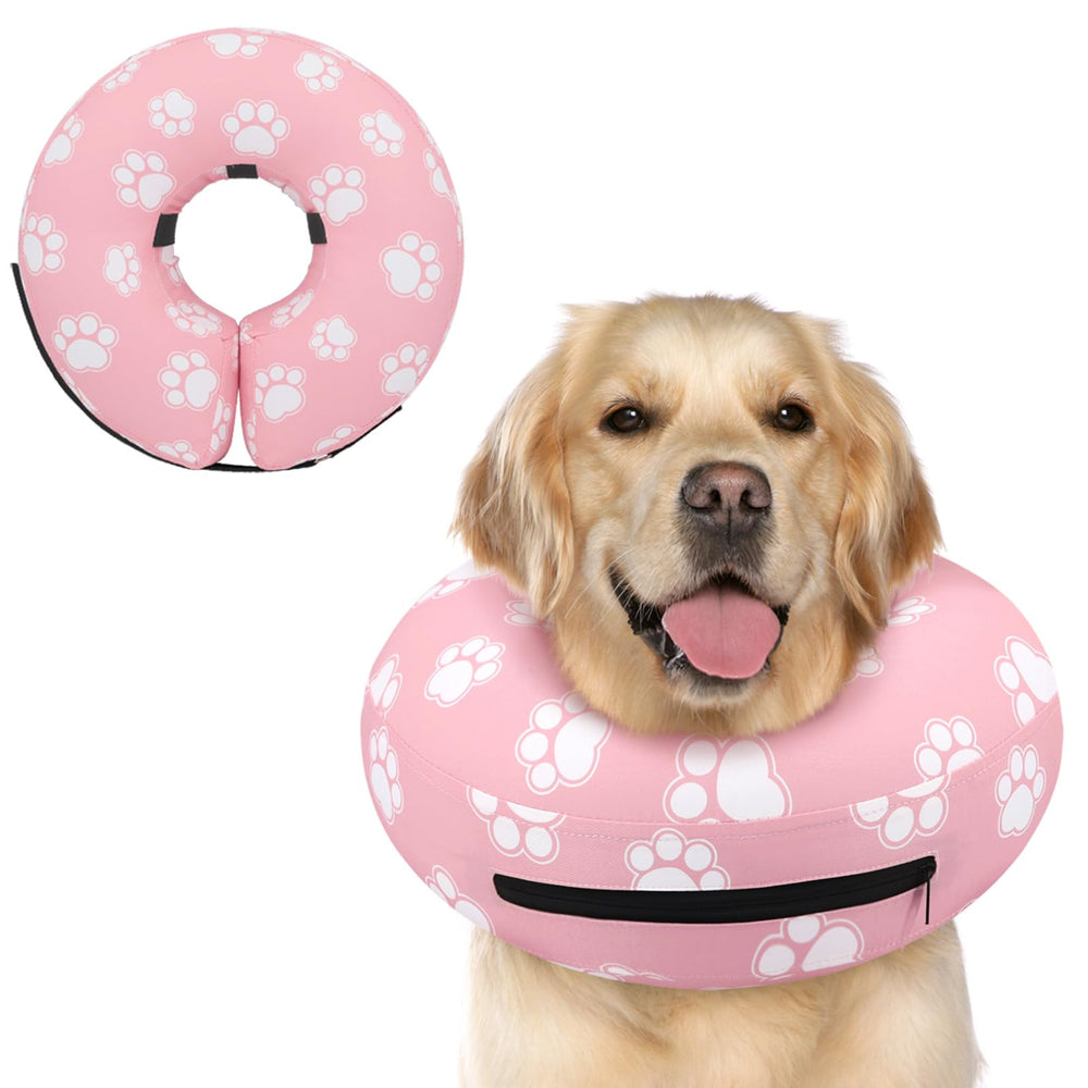 Supet inflatable donut cone outer view showing secure neck protection with clear vision