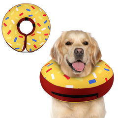 Supet inflatable dog cone collar front view with donut shape for post-surgery care.