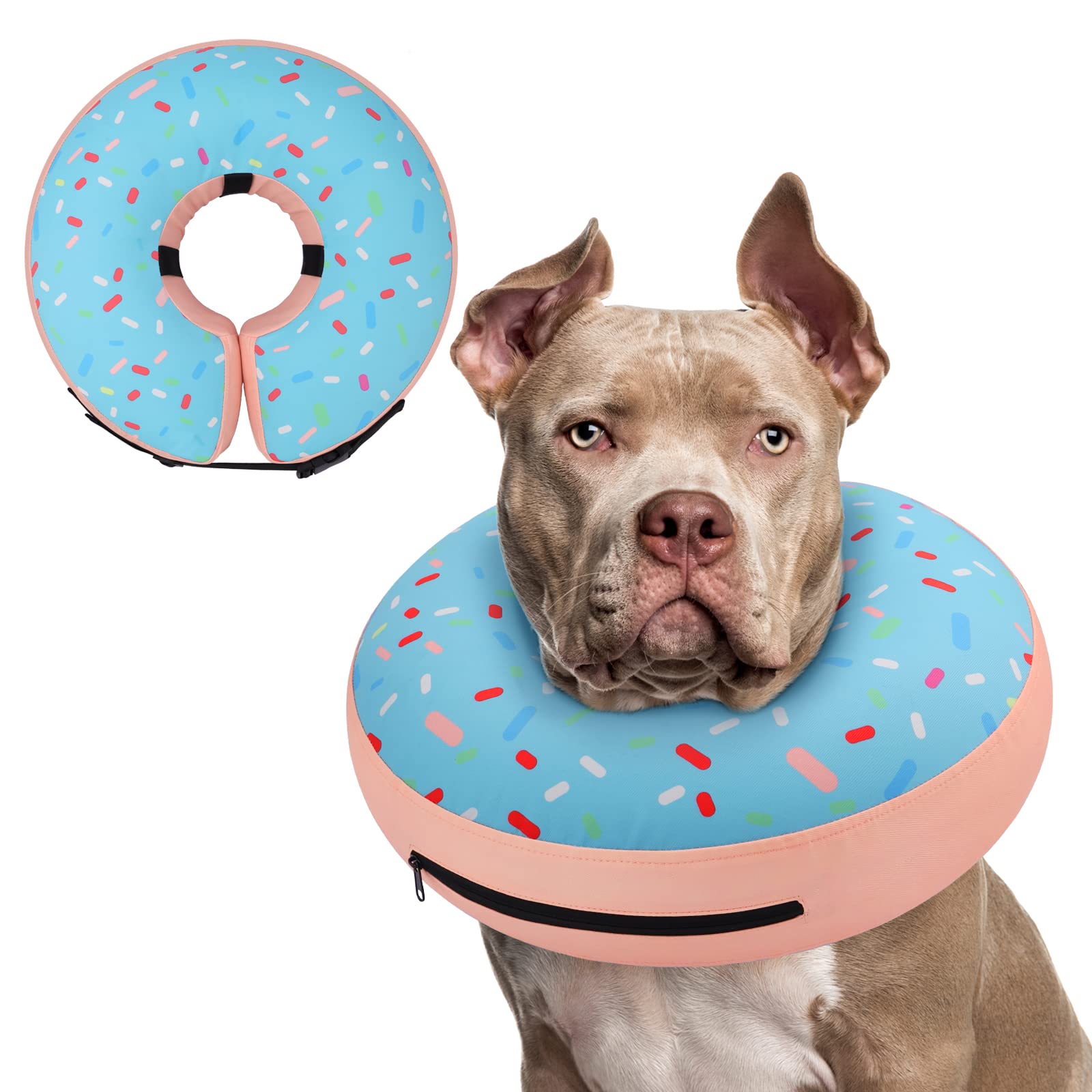 Supet inflatable dog cone collar outer shell protects the neck after surgery.