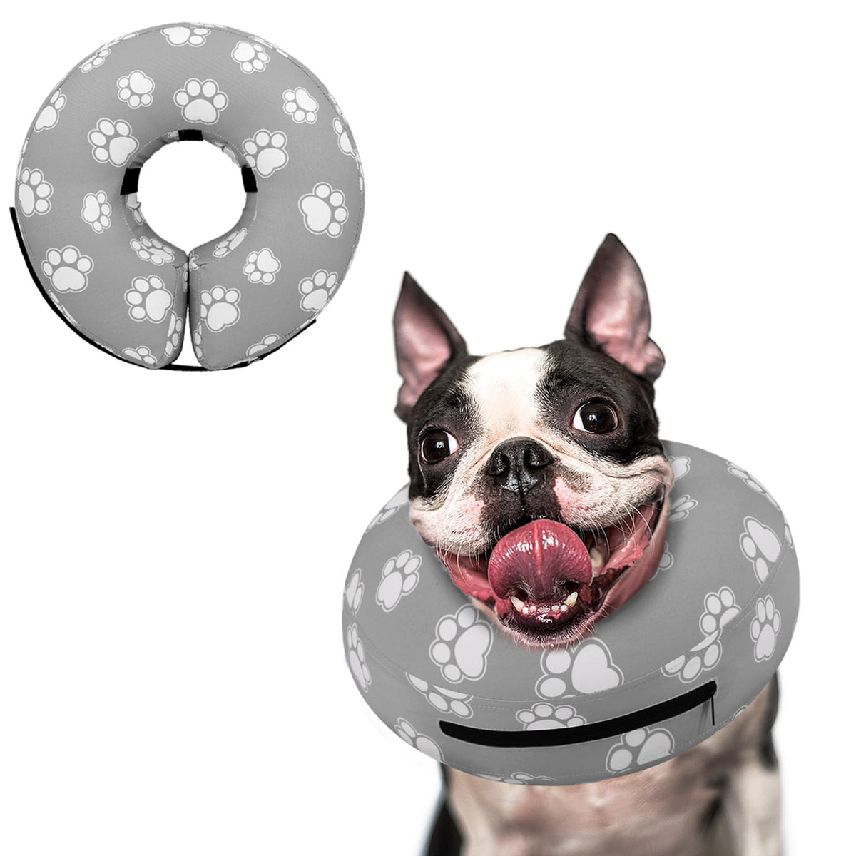 Supet inflatable dog cone collar outer view showing a soft neck barrier