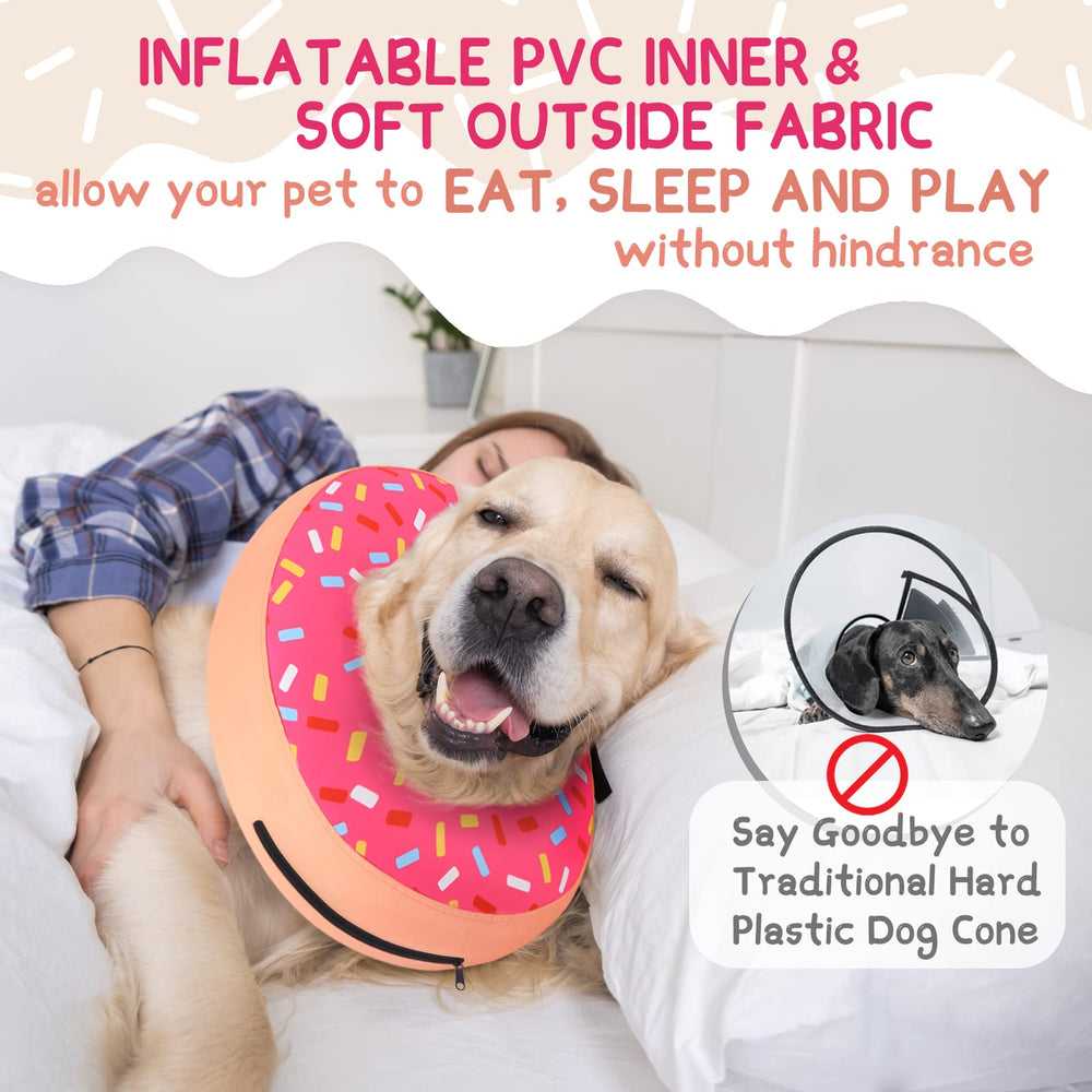 Supet inflatable dog cone collar soft fabric provides gentle neck comfort during recovery.