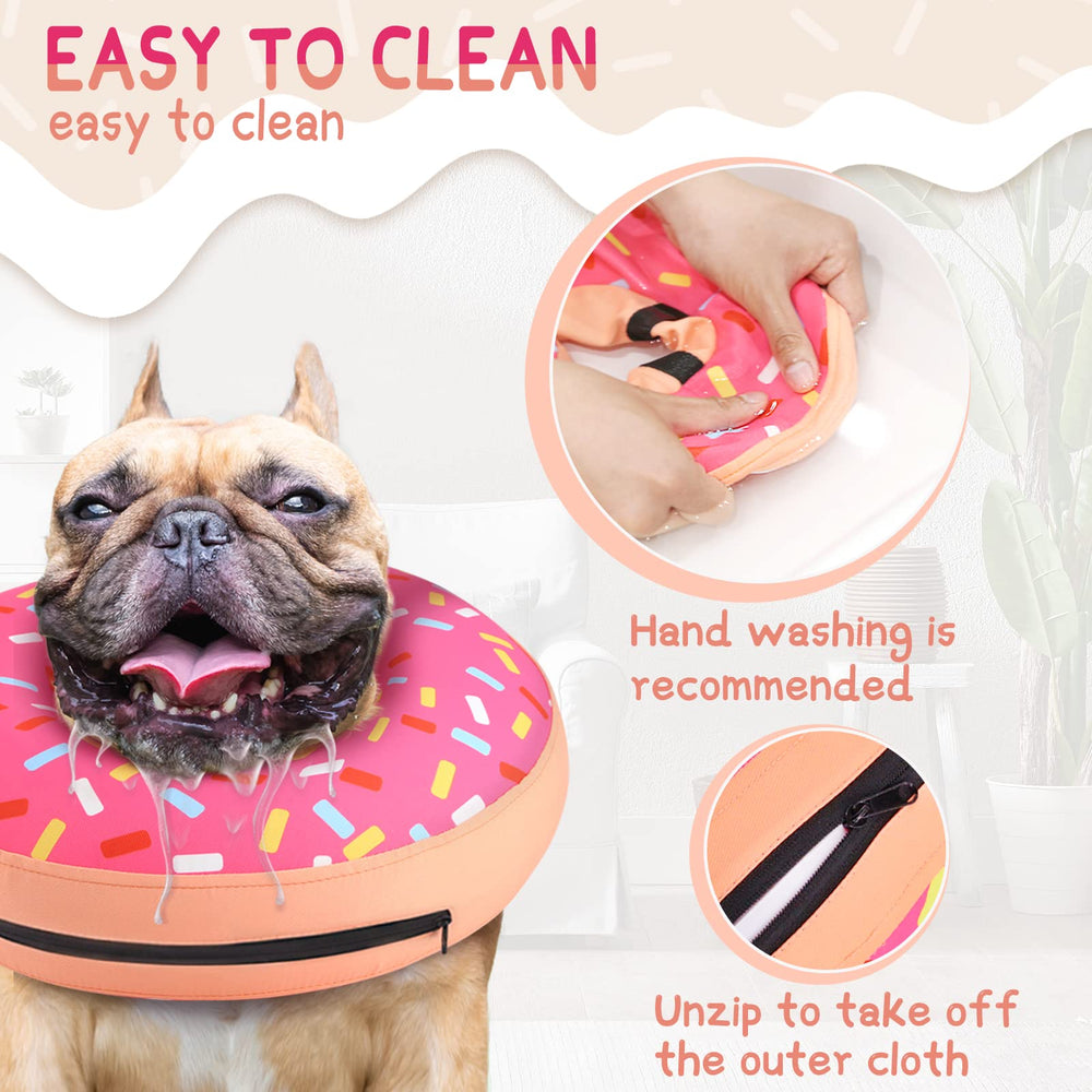 Fully inflated Supet donut collar maintains shape without blocking vision.