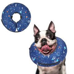 Supet inflatable donut collar on a dog showing post-surgery protection