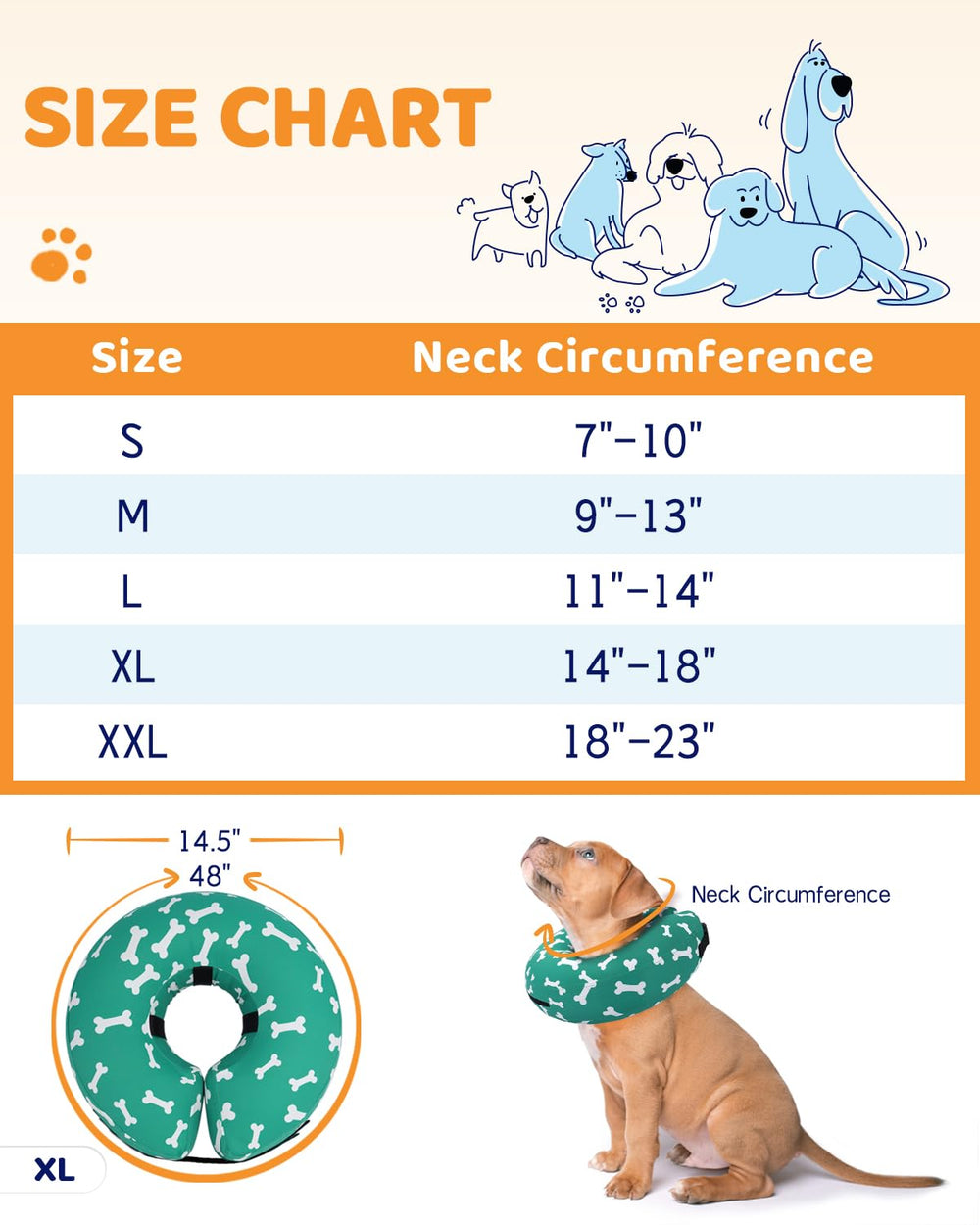Supet dog cone with removable cover for easy cleaning.