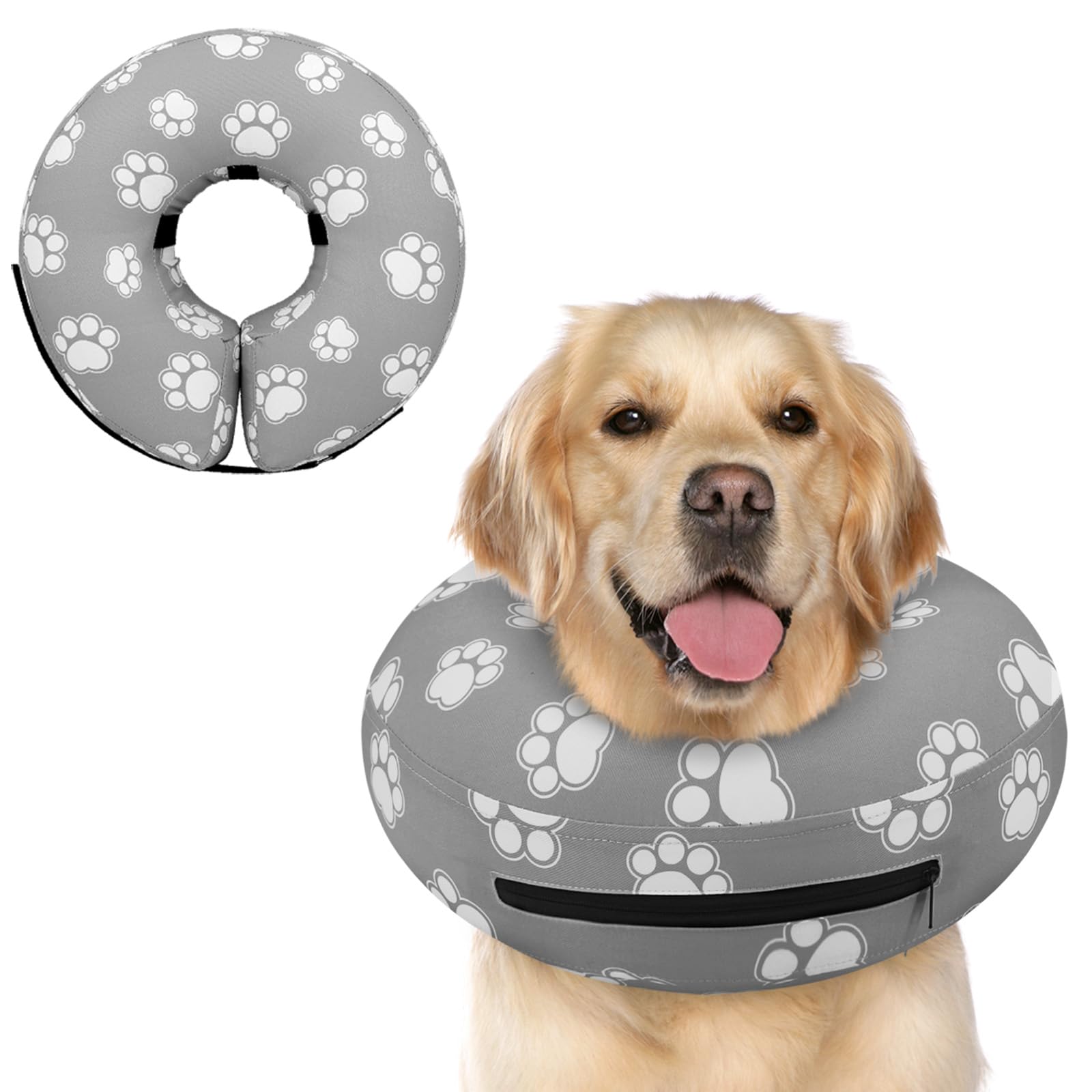Supet inflatable dog cone neck donut provides lightweight recovery support without blocking vision.