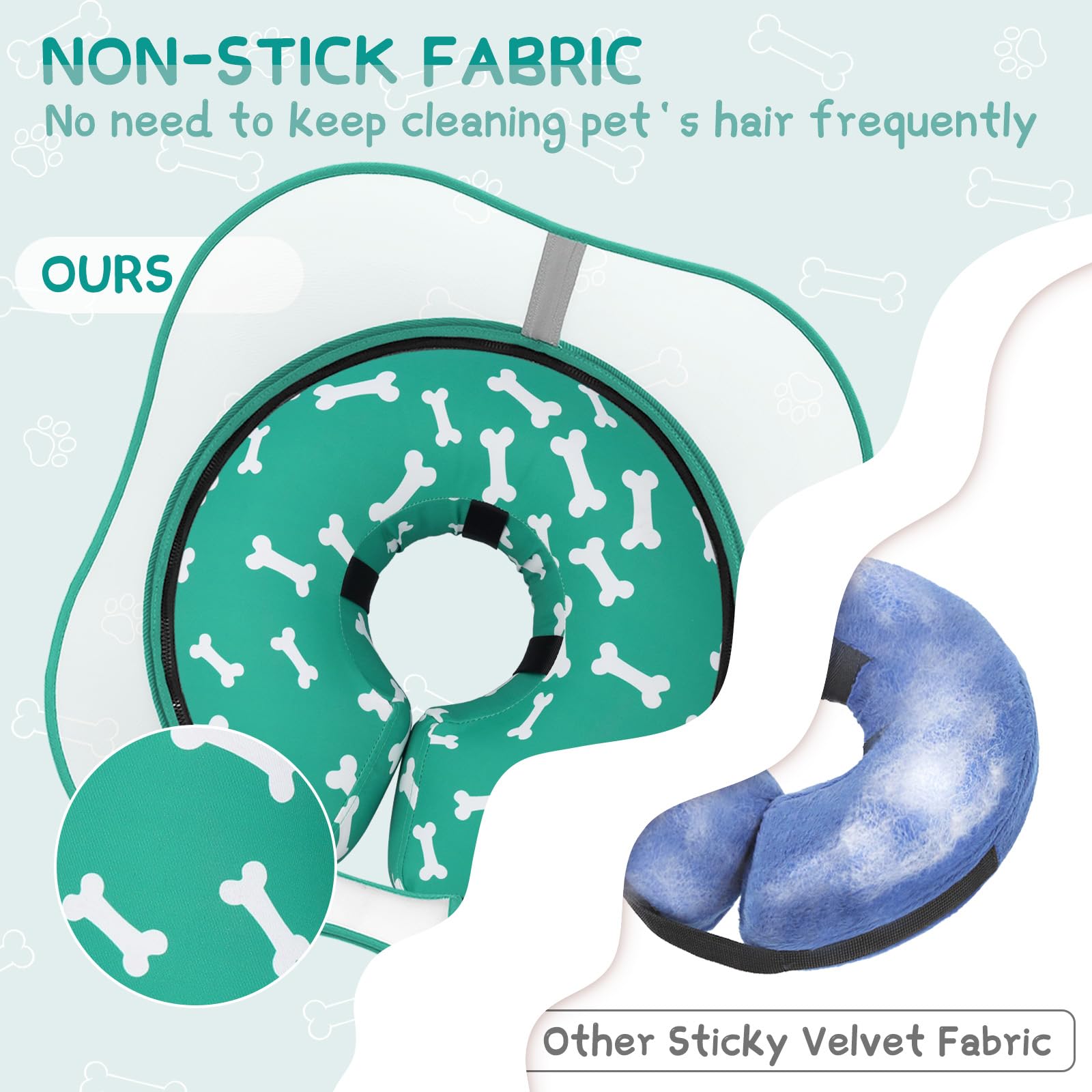 Supet donut collar with adjustable strap for secure fit.