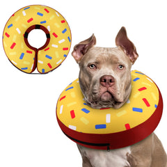 Supet inflatable donut collar shown on a dog's neck for gentle recovery.