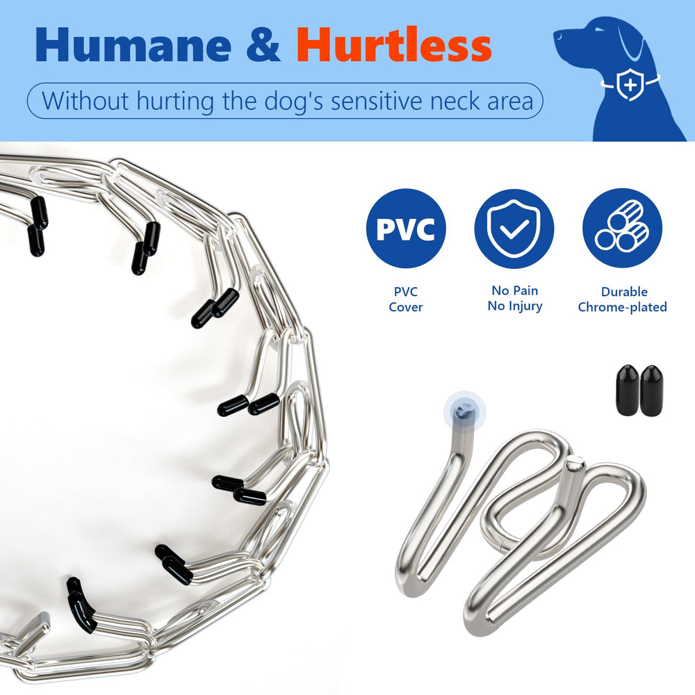 Supet prong collar quick-release buckle enables easy fitting and removal