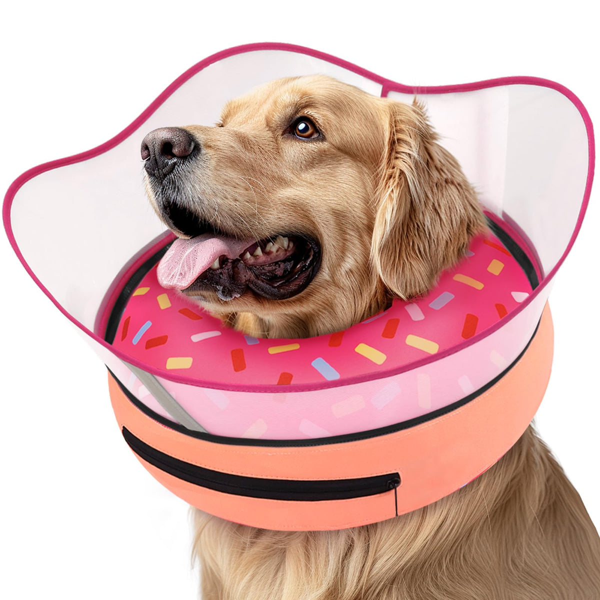 Supet raised inflatable dog cone with detachable shield protecting surgical areas and enabling comfort