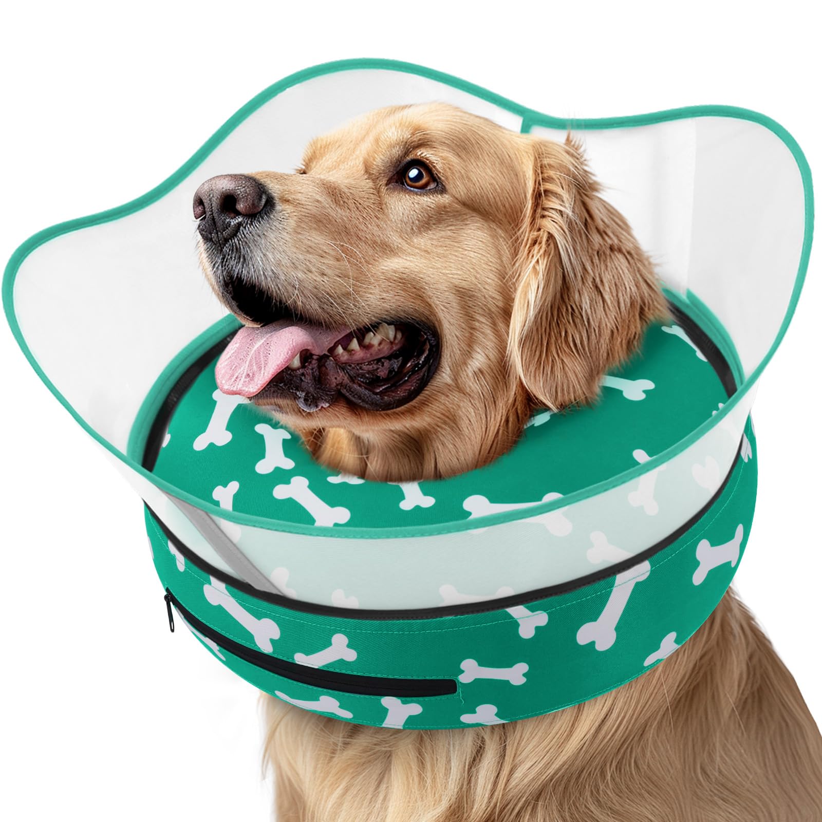Supet raised inflatable dog cone with detachable shield prevents licking.