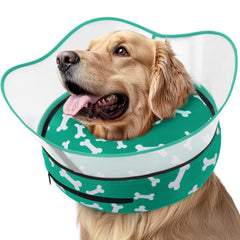 Supet raised inflatable dog cone with detachable shield prevents licking.