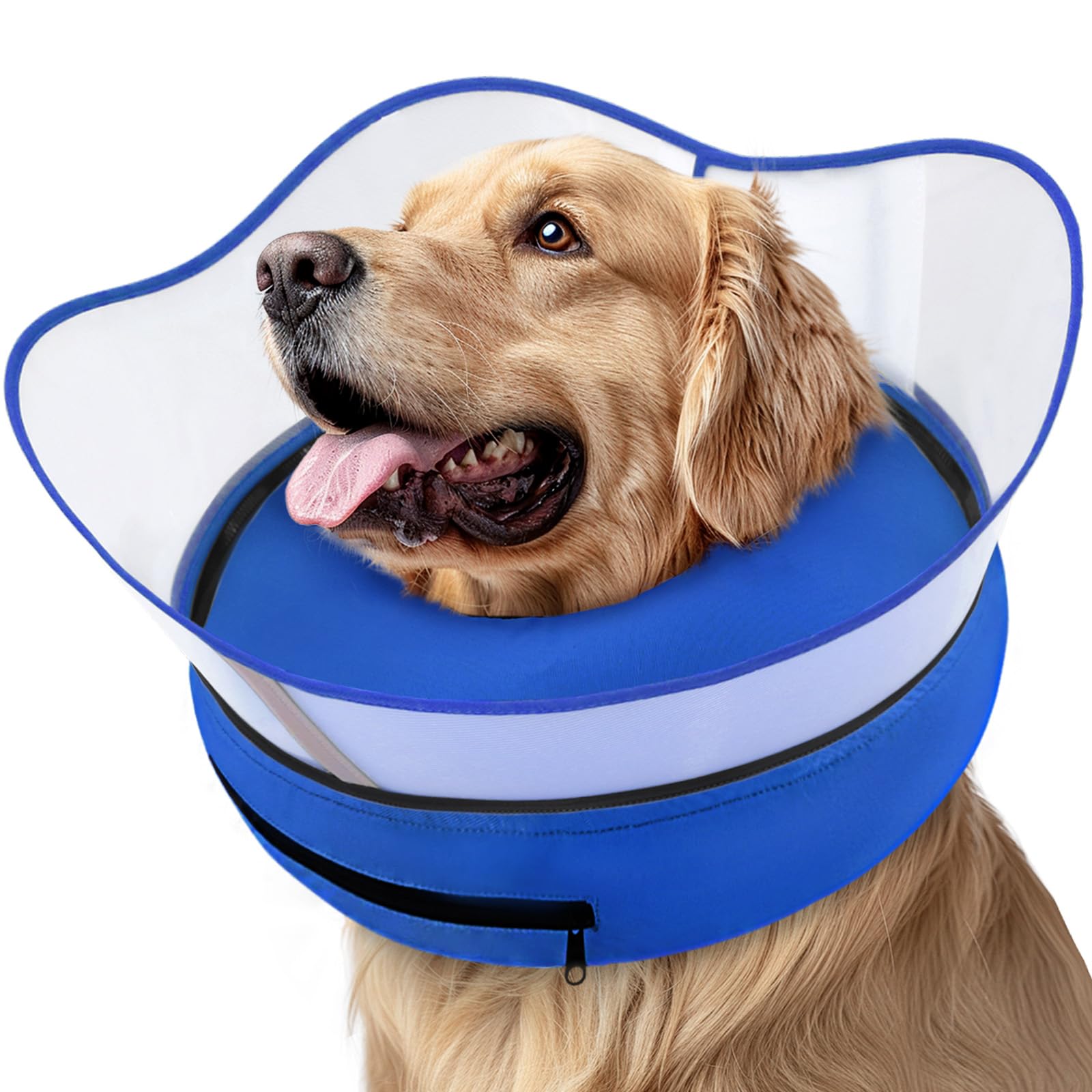 Supet raised inflatable dog cone donut shape for gentle post-surgery recovery
