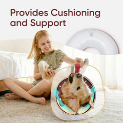 Supet raised inflatable dog cone side view highlighting adjustable fit