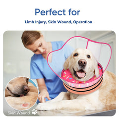 Supet raised sponge dog cone with detachable shield, adjustable protection for healing areas.