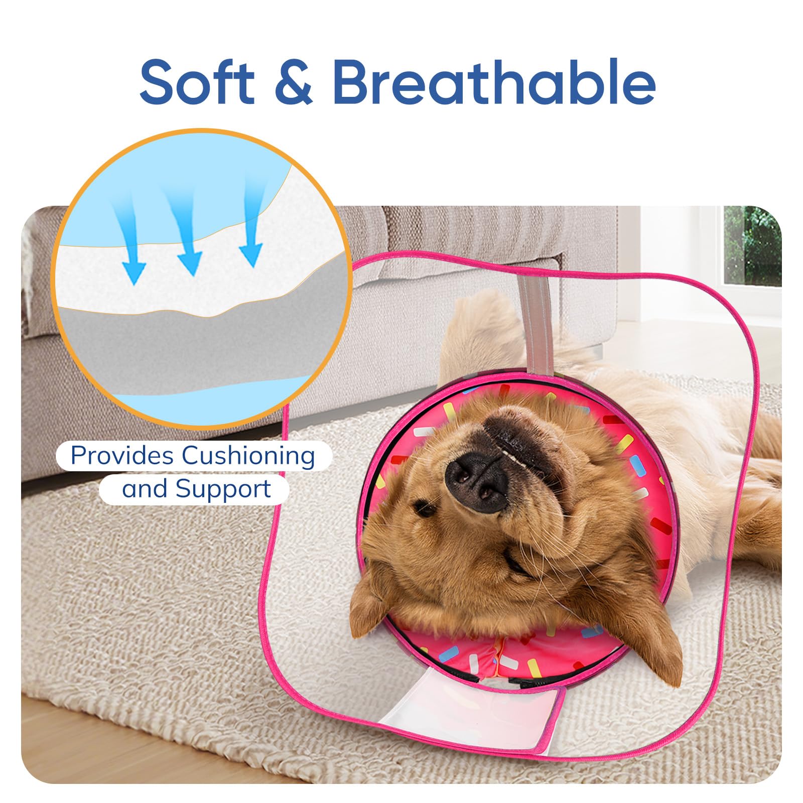 Supet raised sponge dog cone machine washable cover for easy cleaning