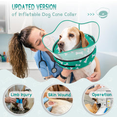 Supet soft donut collar with non-stick exterior for easy cleaning.