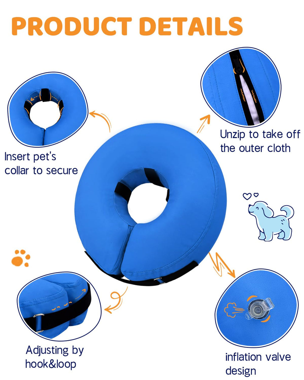 Supet soft donut cone is ideal for medium to large dogs after surgery.