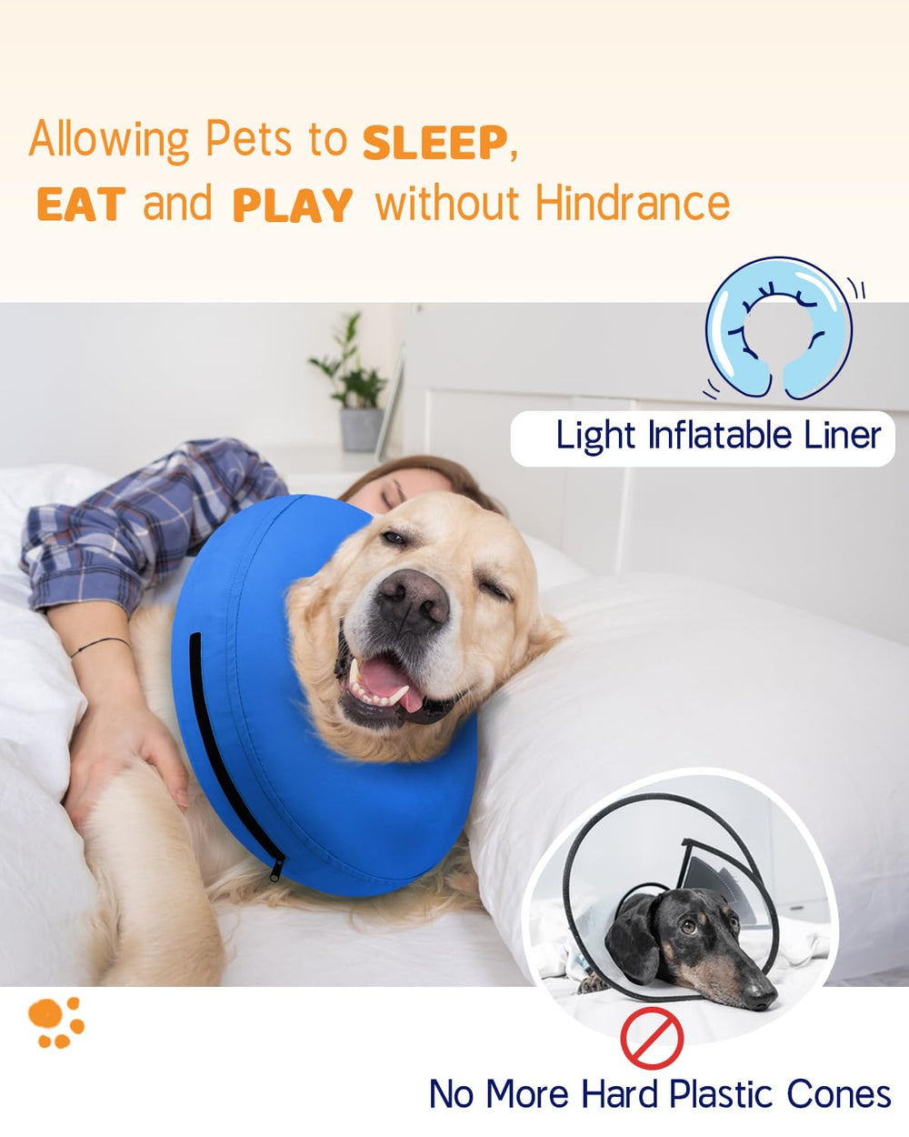 Supet soft cone for recovery demonstrates non-stick fabric and easy cleaning.